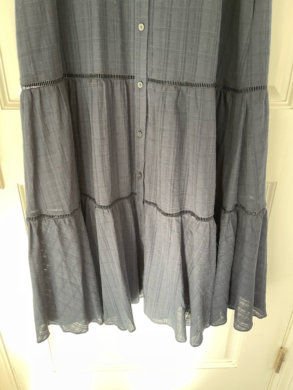 Madewell Midi | Maxi Prairie Dress, 100% Cotton Navy Windowpane, Size 8-10 - Picture 12 of 16